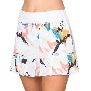 NWT Sofibella Ruffled white abstract tennis Skort XL